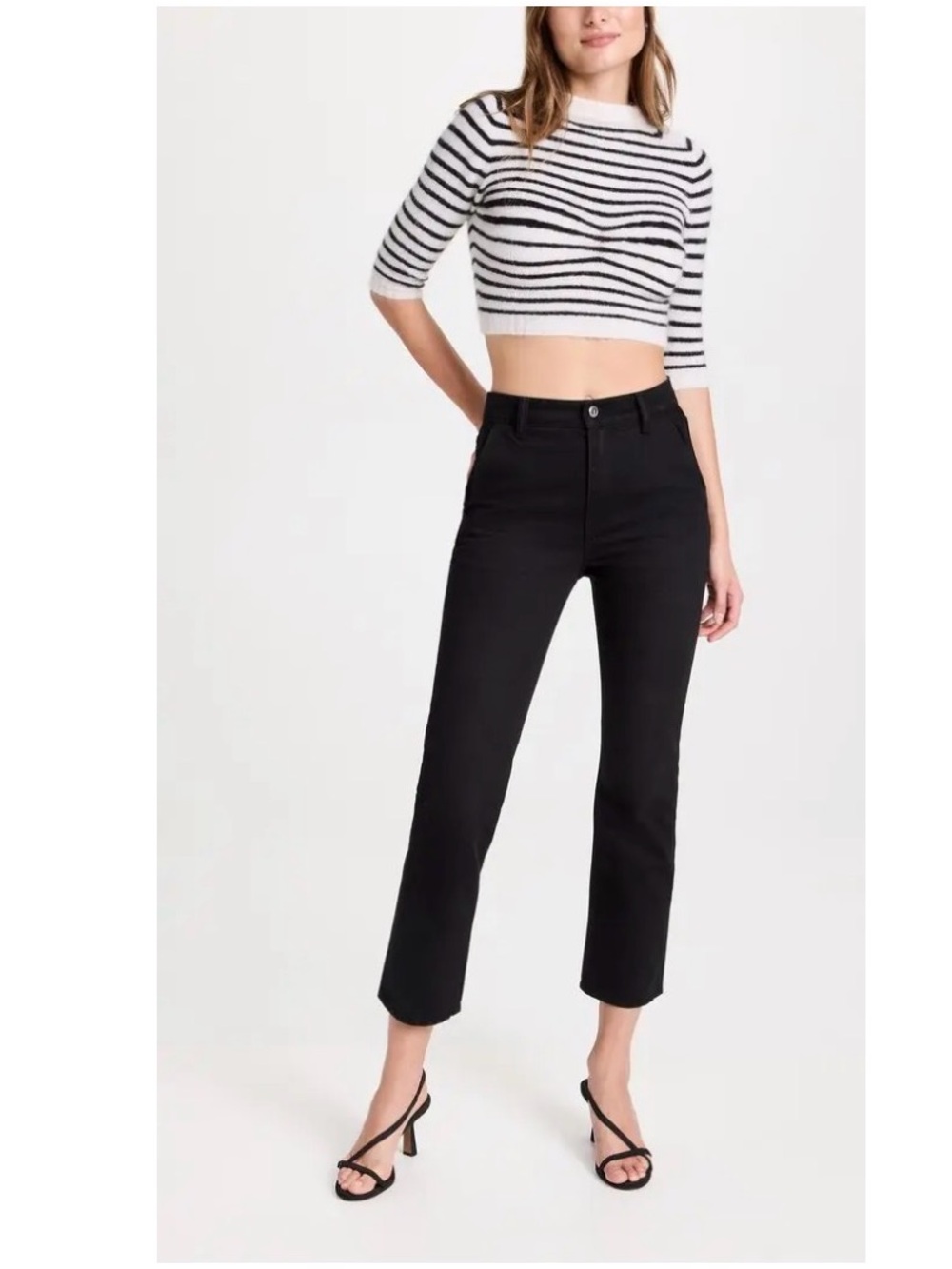 Alexander Wang Black High-Rise Cropped Straight Jeans